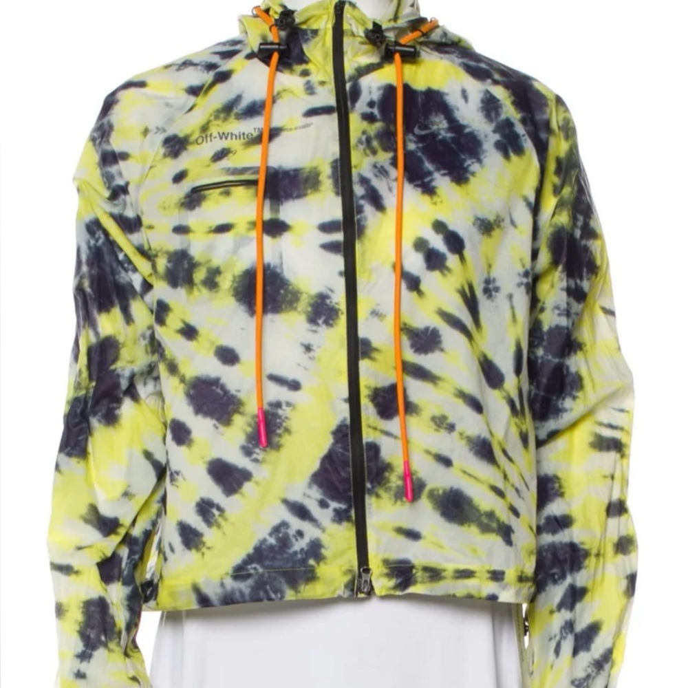 Sz XL- Nike X Off White NRG Tie Dye Womens Windbreaker Activewear Crop Jacket
